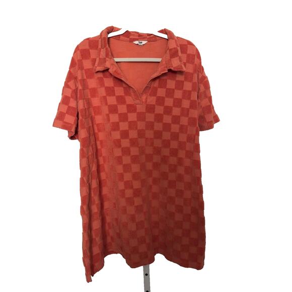 Ascot and Hart Orange Checkered Polo Women’s Size XXL Terrycloth Skater Y2K - Picture 1 of 6